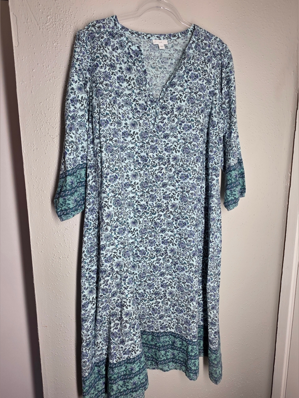J Jill Turquios Blue Linen Dress Size M